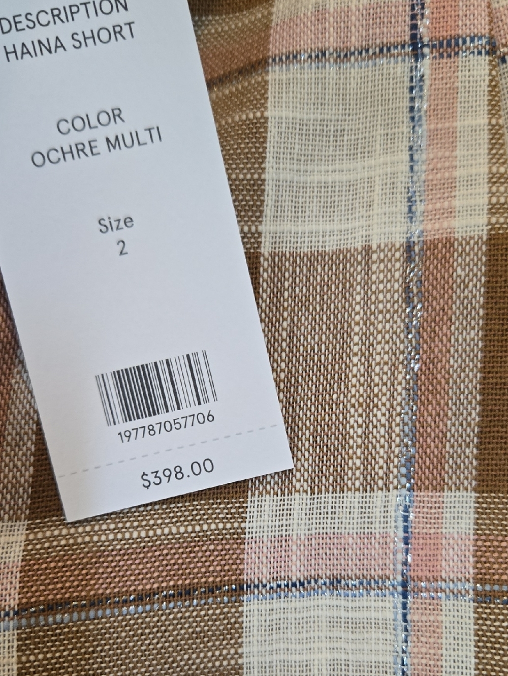 Veronica Beard 'Haina' High-Waist Plaid Shorts, Ochre/Silver Multi - Picture 5 of 5